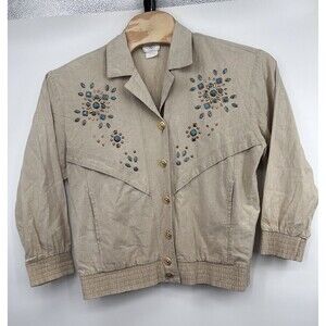 Vintage Southwestern Beaded Blazer Jacket Women S/M‎ Fringe Rhinestones Cowgirl